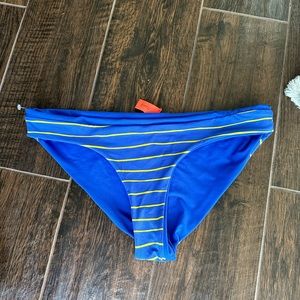 Maaji Royal Blue Bikini Bottom with Yellow Stripes